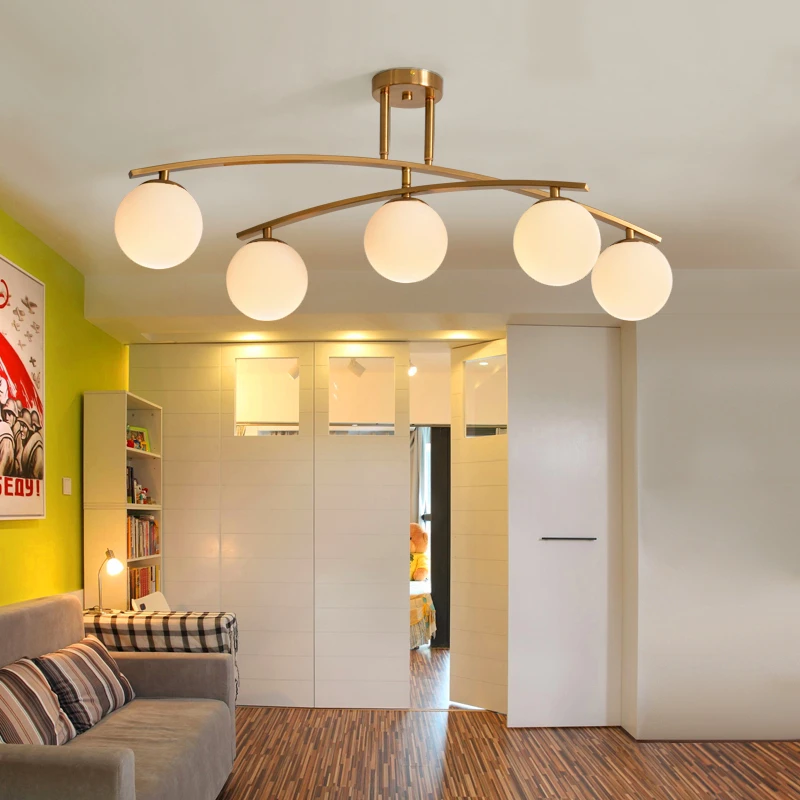 Постмодерн светодиодный потолочный светильник для скандинавских гостиной потолочные лампы для ресторана спальни потолочное освещение железное стекло подвесные светильники