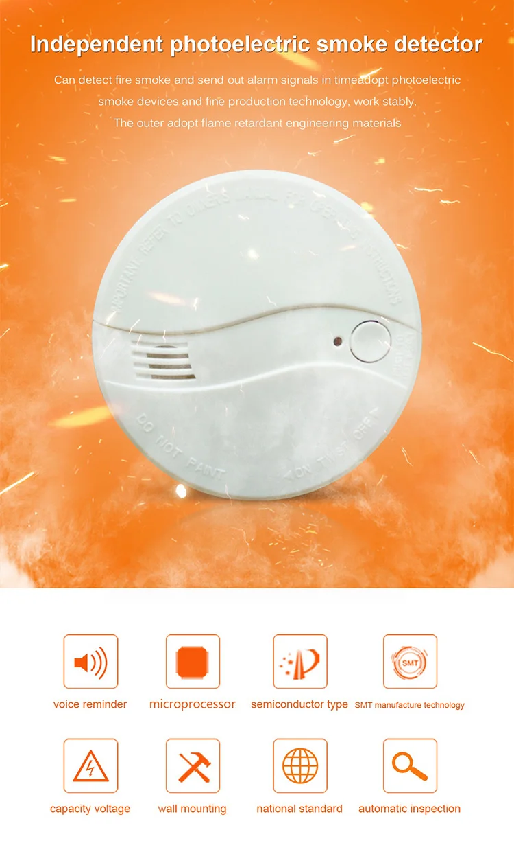 High Quality CE RoHS certificated Security Protection Alarm System Independent Photoelectric Smoke Detector AC622DY(7)