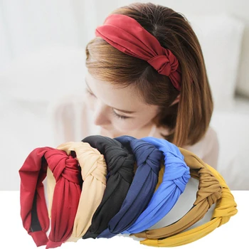 

2 Pc New Sale Korean Bow Knot Headbands For Women Women Lady Solid Cloth Hairband Hair Accessories For Women Headwear