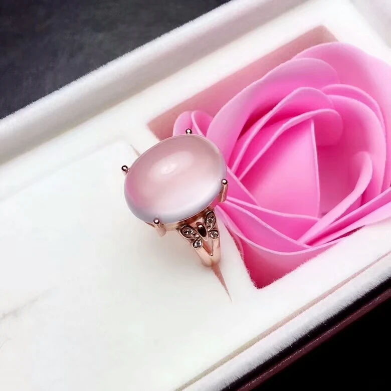 [MeiBaPJ, натуральный розовый кварц, драгоценный камень, Модный розовый камень, простое кольцо для женщин, настоящее 925 пробы Серебряное очарование, хорошее ювелирное изделие