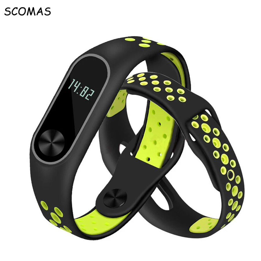 

SCOMAS Replacement Strap For Xiaomi Mi Band 2 Dual Colors Soft Silicone Smart Wristband Bracelet For Miband 2