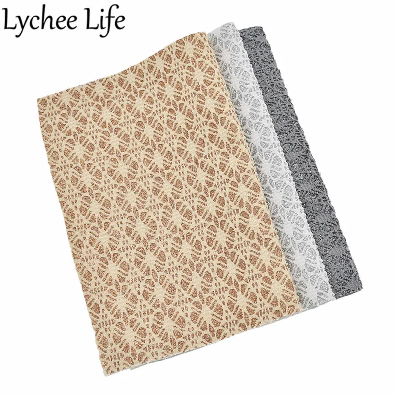 Lychee Life блестящая кружевная искусственная ткань A4 из искусственной кожи, ткань ручной работы, современная домашняя одежда, текстиль, швейная одежда, аксессуары