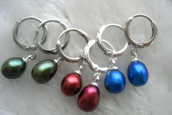 

Wholesale price 16new ^^^^3pairs freshwater pearl red green blue egg earring