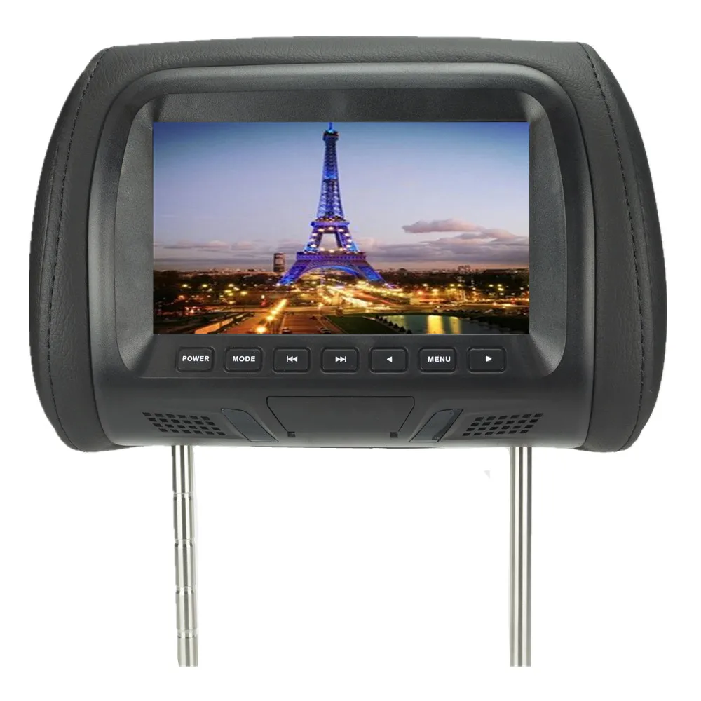 7 дюймов Автомобильный подголовник монитор TFT-LED экран Подушка монитор с динамиком AV USB SD MP5 FM Функция Черный цвет SH7048-MP5