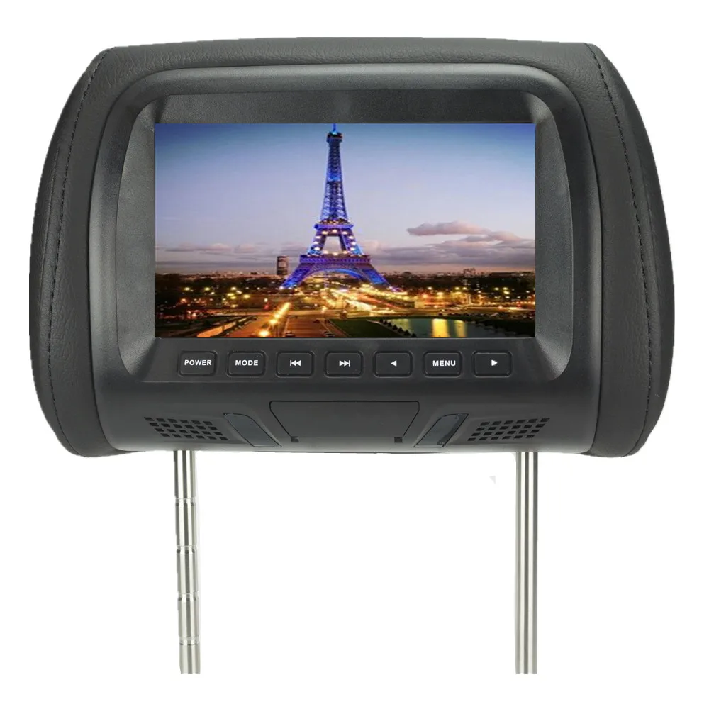 7 inch Car Headrest Monitor TFT LED Screen Pillow Monitor with Speaker AV USB SD MP5 FM Function