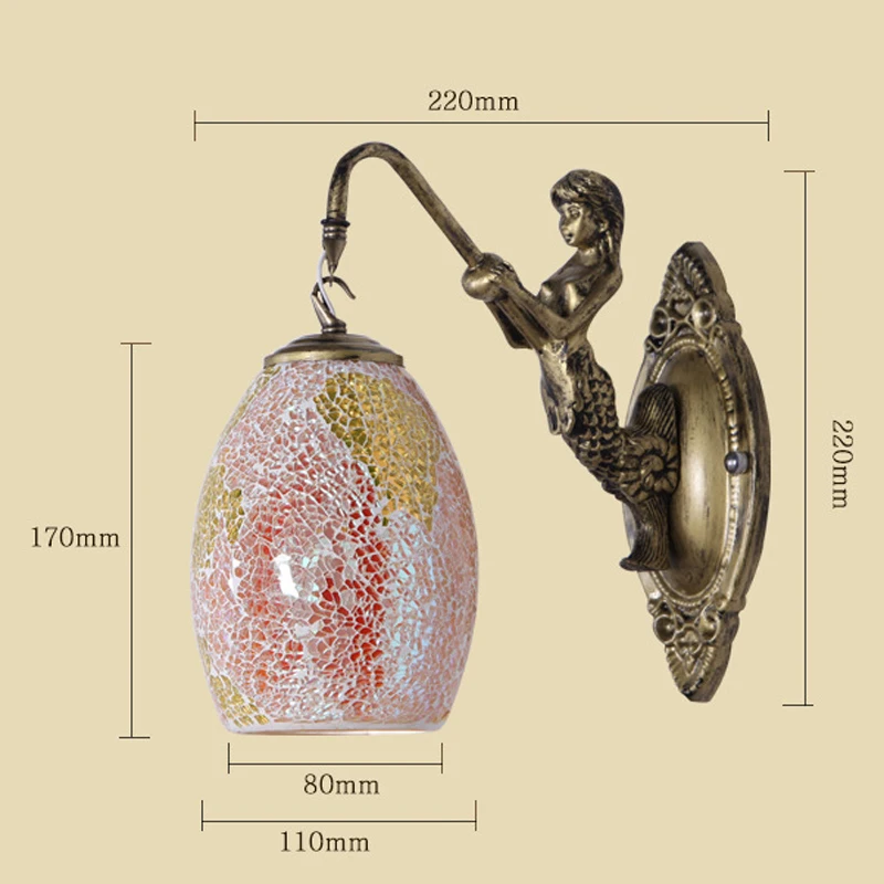 Средиземноморский стиль украшения Турецкая мозаика светодиодный светильник ручной работы витражные бра старинные настенные лампы для домашнего освещения