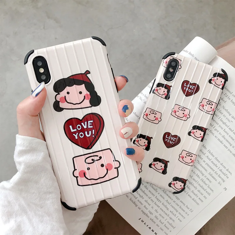 

Charlie Lucy travel stripe phone cover for iphone xs x xr xsmax antiknock love heart glossy shield for iphone 6 6s 8 7 plus capa