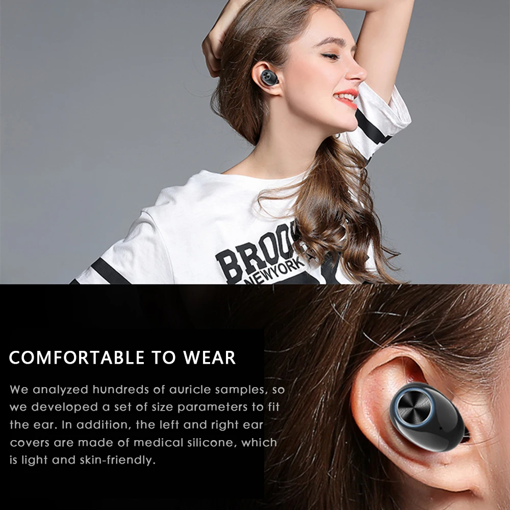 Red/Blue/Black Mini Wireless TWS Sport Stereo Bluetooth Headset Music Earbuds In Ear Earphones with charging box for Ios Android|Наушники и