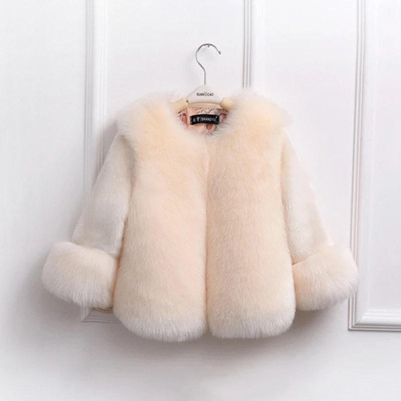 

2020 Winter Girls Fur Coat Elegant Baby Girl Faux Fur Jackets And Coats Thicken Kids Warm Parka Children Outerwear Clothes