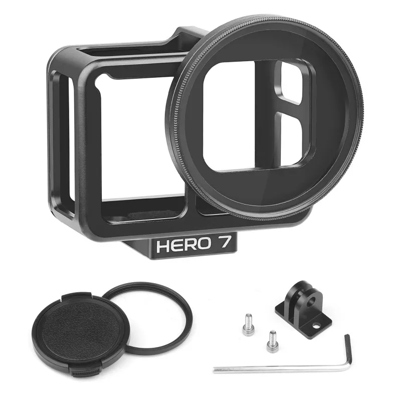 Новый Алюминий сплав Защитный чехол Крепление-сетка для GoPro Hero 7 черный Hero6/5 с 52 УФ-объектив для GoPro Hero 7 6/5 аксессуары