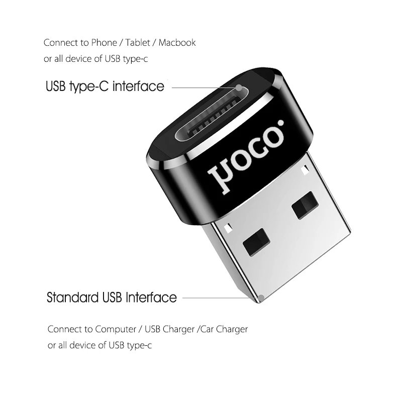 Беспроводное зарядное устройство HOCO USB OTG адаптер Тип usb-C Female to USB Мужской конвертер Тип Кабеля C до USB конвертер для автомобильного компьютера Зарядное устройство телефон планшет