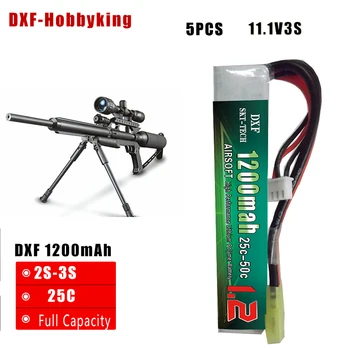 

2017 DXF New Arrived 5PCS AirSoft Gun Battery 11.1V 1200mAh 25C Max 50C 2S AKKU Mini Airsoft Gun Battery RC model Tamiya Plug