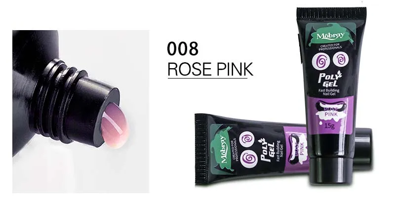 9 цветов, замачиваемый полигель, быстрое строительство, 15 мл, Типсы для ногтей, строительный УФ-гель, камуфляж, инструмент для маникюра - Цвет: rose pink