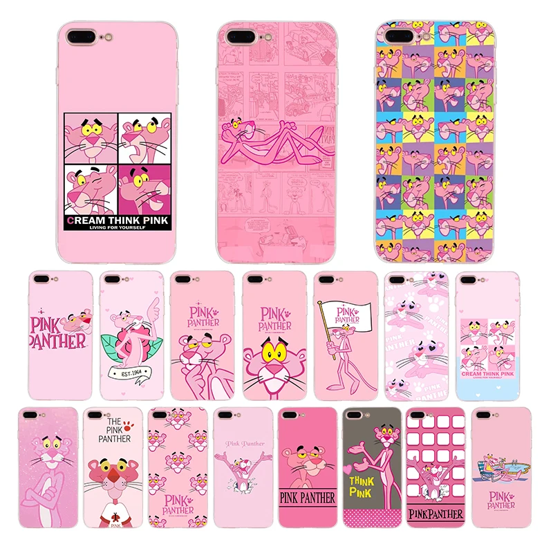 

Cartoon pink leopard Phone Case For coque iPhone 7 8 6 6s puls X XS MAX XR 5 5s se Pink Panther Cute soft silicone phone cover