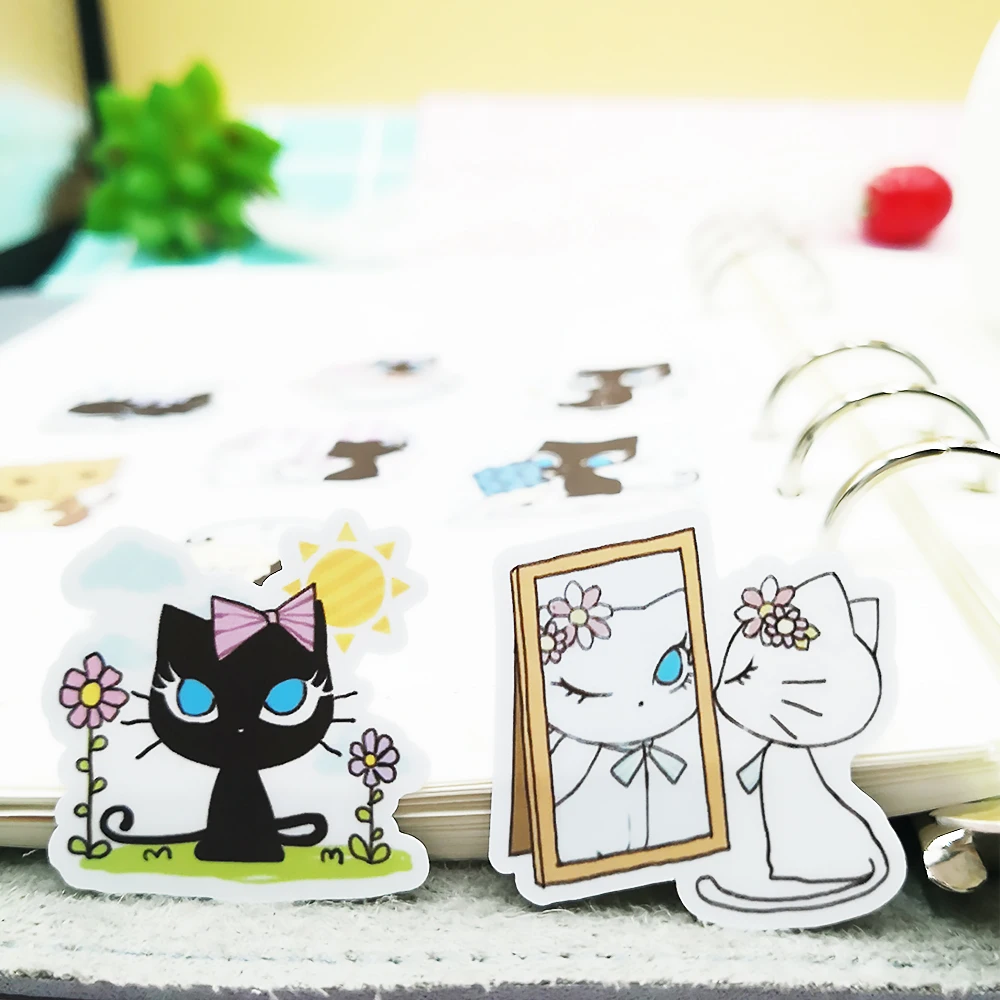 

20/40pcs Hand-painted Pretty Cat Princess Sticker Small Size Cartoon Scrapbook Decoration Random Does Not Repeat