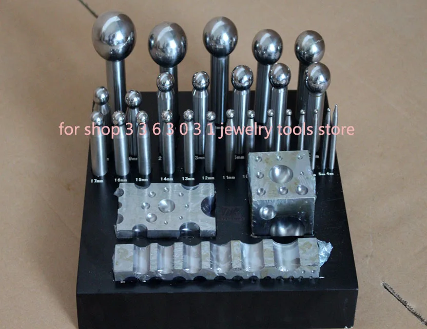 26pcs Jewelry Punch Set Big Size Pcnches and Block for Jewelry Making Silver Gold Plate FORMING TOOLS