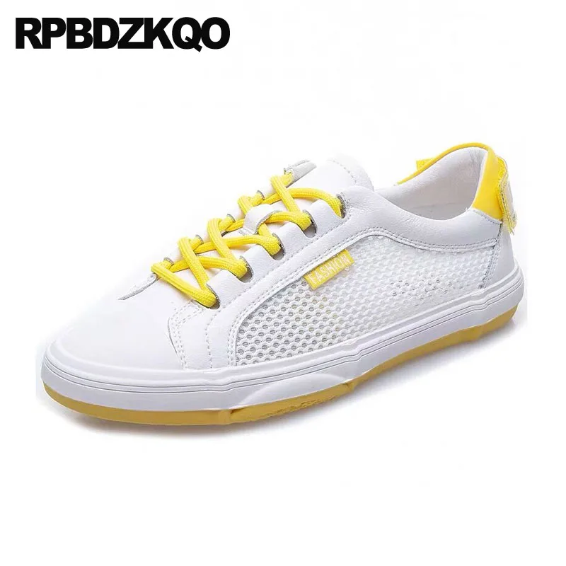 

runway walking mesh wide fit shoes ladies sneakers flats elevator lace up white platform trainers women breathable thick sole