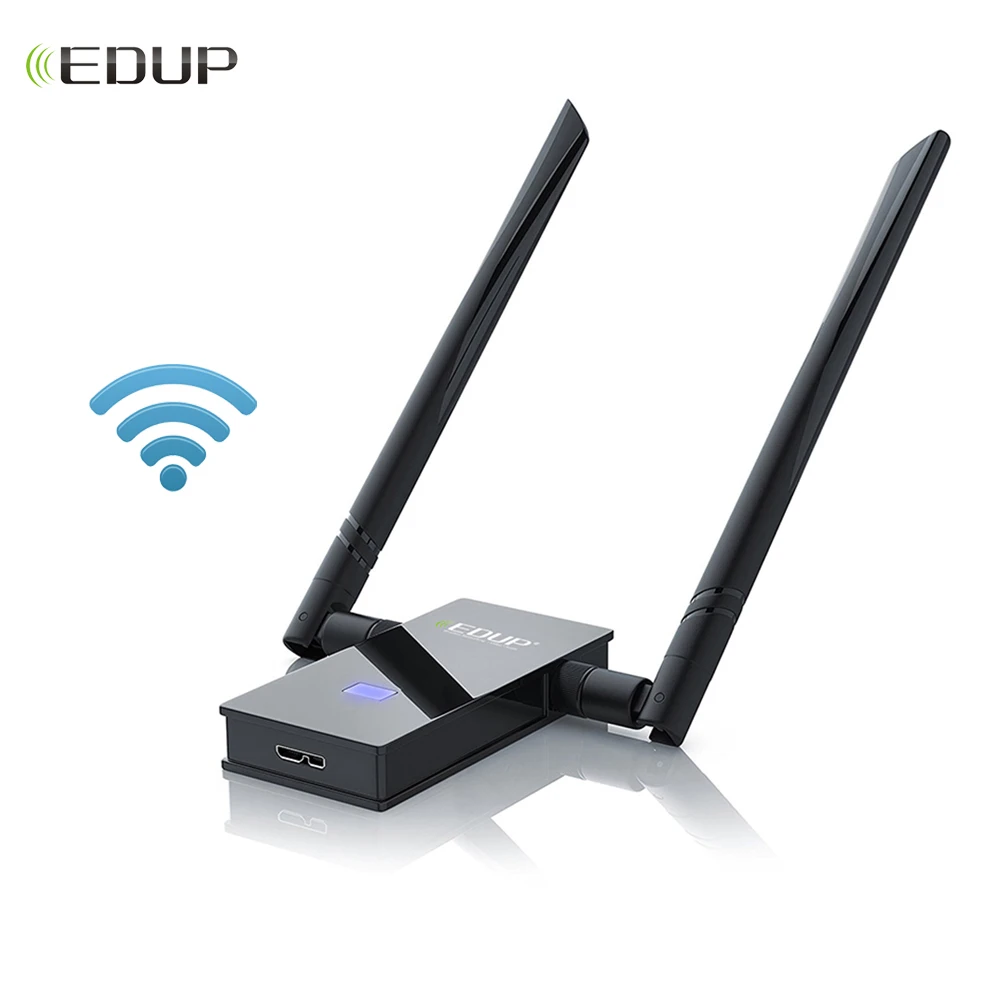 

EDUP 5Ghz USB WiFi Adapter 1200Mbps High gain 2*6dBi Wi-Fi Antenna USB 3.0 802.11ac network card Support Windows Mac for PC