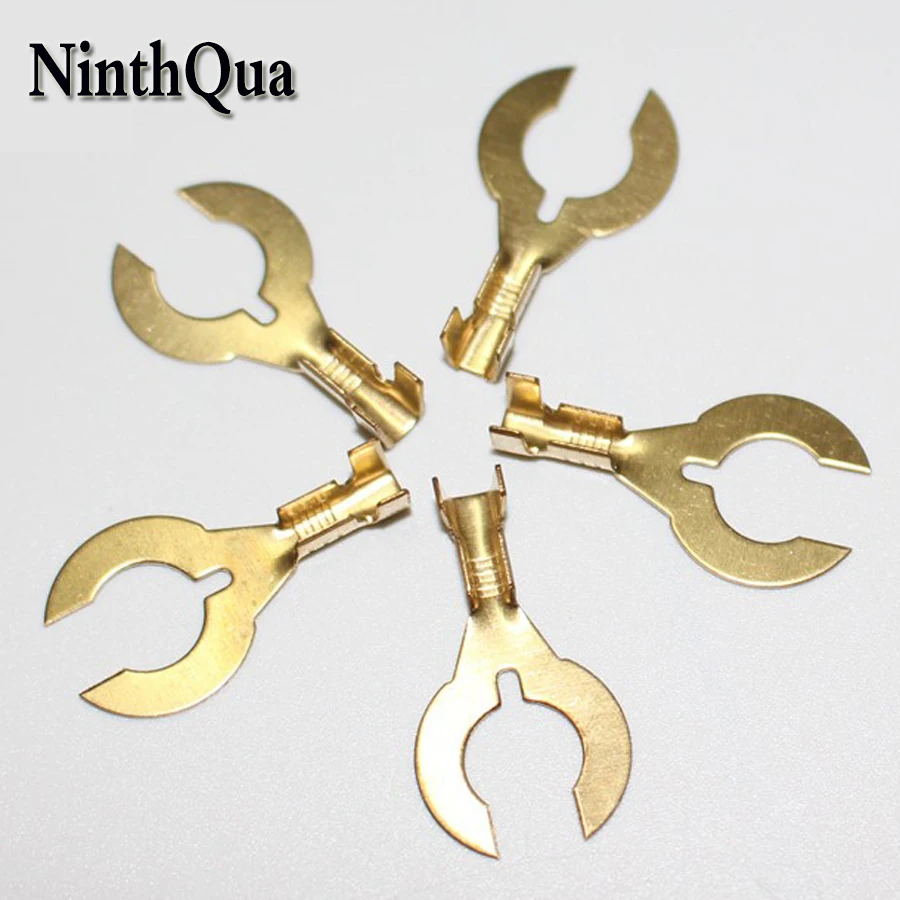 50pcs 8mm Round Crimp Spade Terminal Connection 8 Mm Copper Terminals Adaptor Connector Car Auto