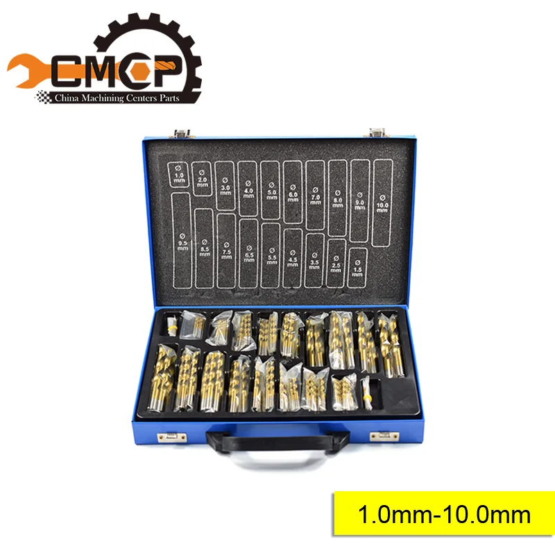 

170pcs 1.0-10mm Twist Drill Bits Set Round Shank HSS Drill Bit Titanium Coated For Drilling Metal Wood Gun Drill Bit Hole Cutter