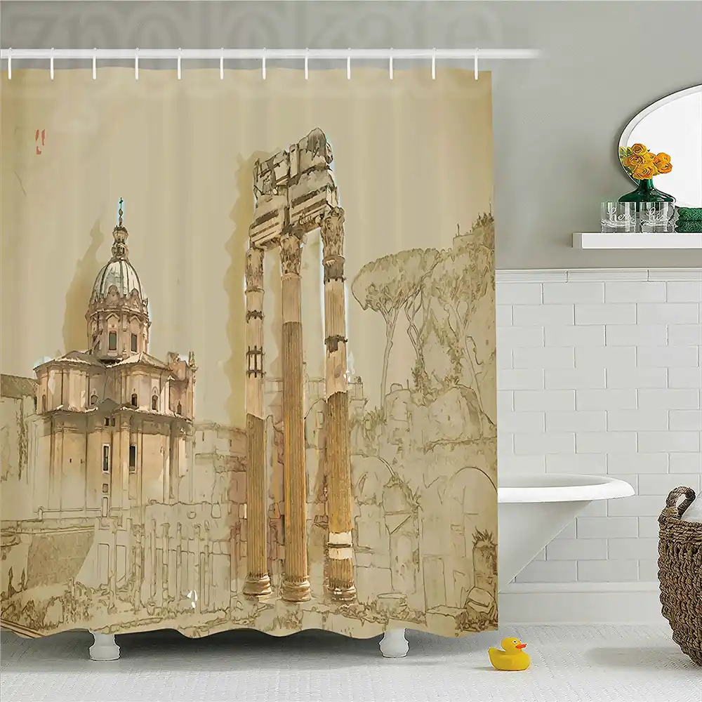 Ancient Decor Shower Curtain Sketchy Old Abbey Church And Antique Shower Curtain Sketchy Old Abbey Church