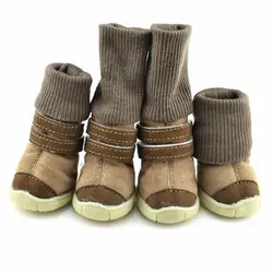 Pet Обувь супер теплая зима 4 шт./компл. собаки Сапоги и ботинки для девочек хлопковые нескользящие XS-XL Обувь для маленького питомца код