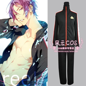 

Full set Free! Iwatobi Swim Club Rin Matsuoka Uniform Jacket Coat Cosplay Costume halloween cos 2 in 1 top+pants