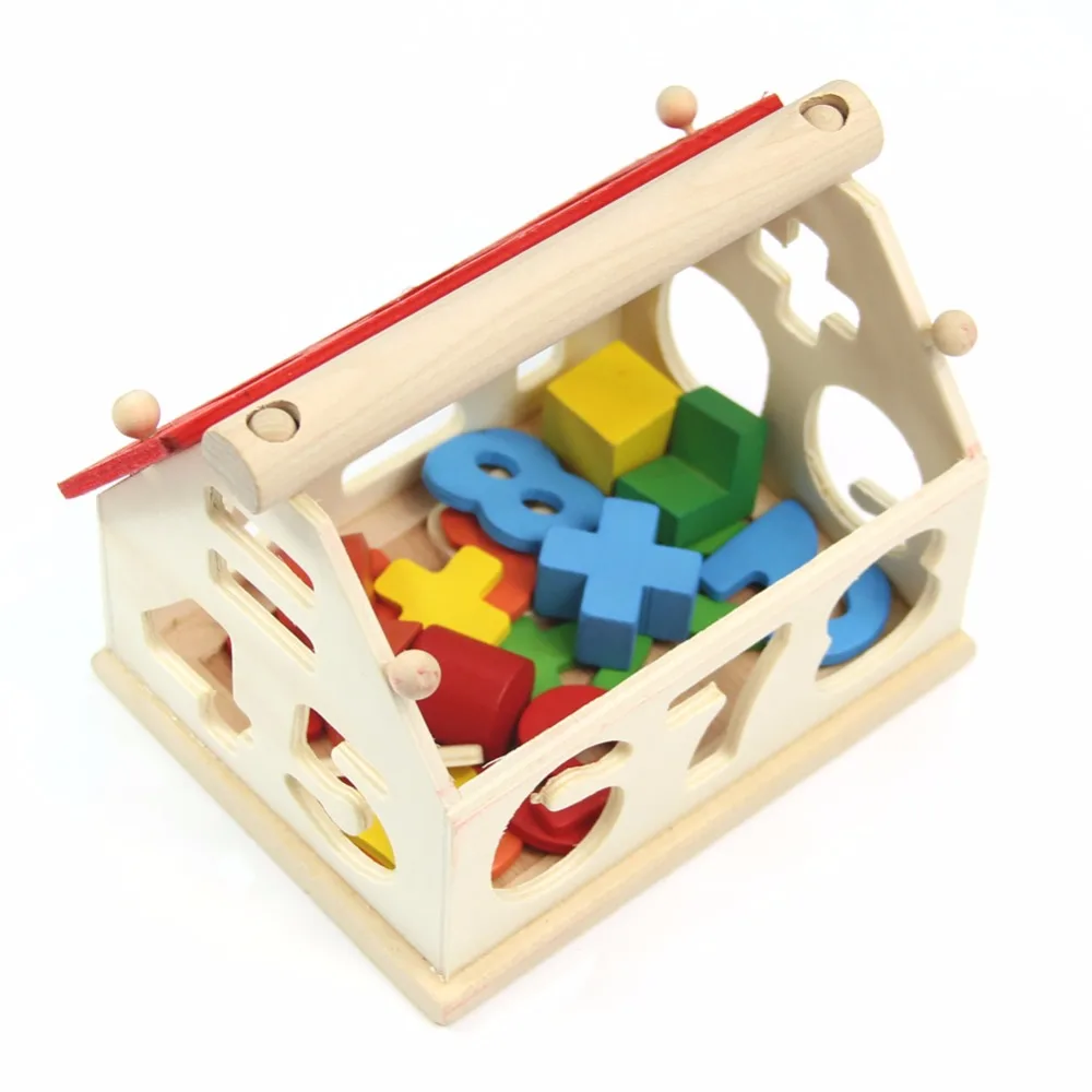

Fashion Kid Baby Wooden Digital Number House Building Toy Educational Block Baby Gift
