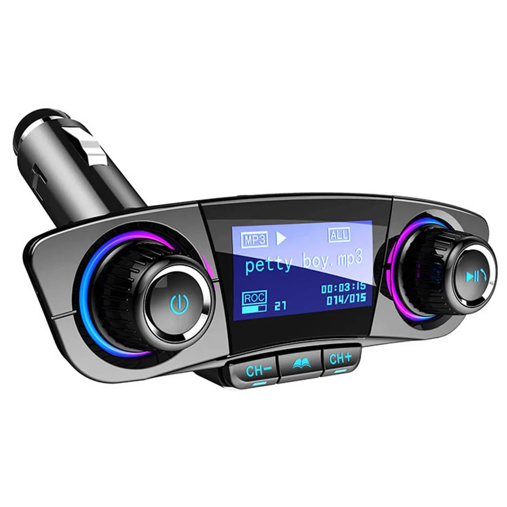 

Car FM Transmitter Wireless Bluetooth Handsfree Car Kit Aux Modulator Cigarette Lighter LED MP3 Player TF Dual USB Charger 2.1A