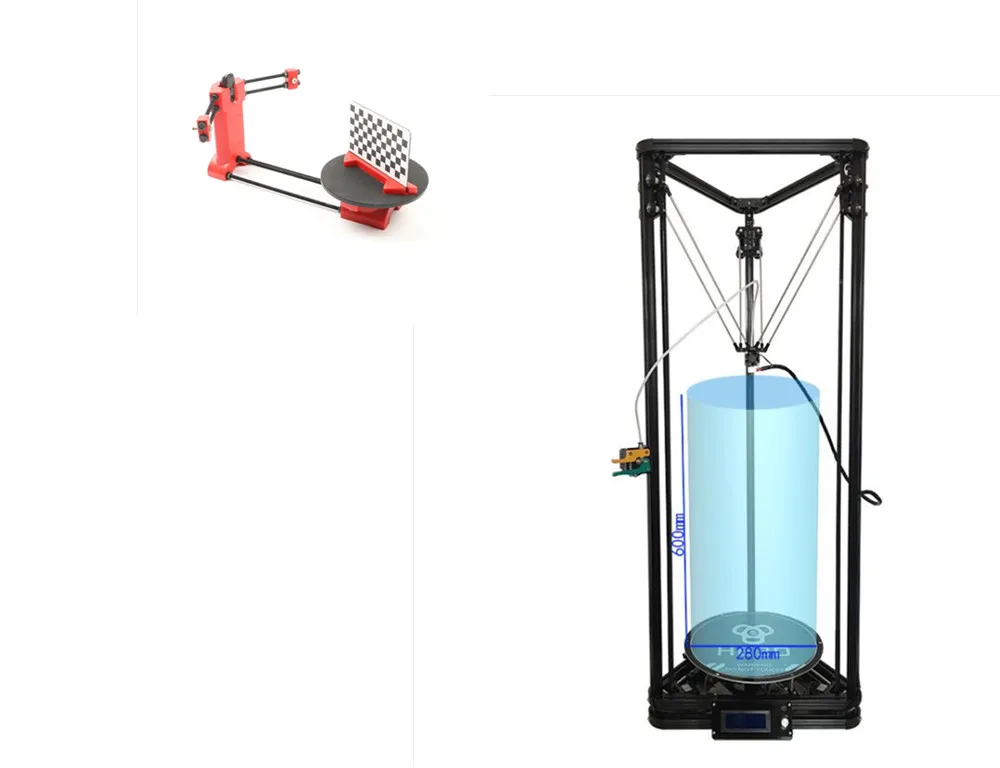 cheap Combination sale, HE3D K280 delta 3D printer kit_ large build size 280mm in diameter 600mm in height, adding DIY 3D scanner