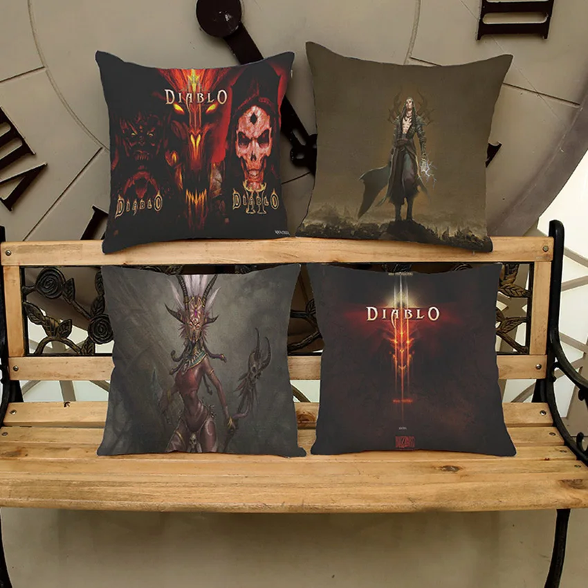 Чехол для дивана с 3D принтом Games Diablo хлопковый льняной чехол квадратные чехлы
