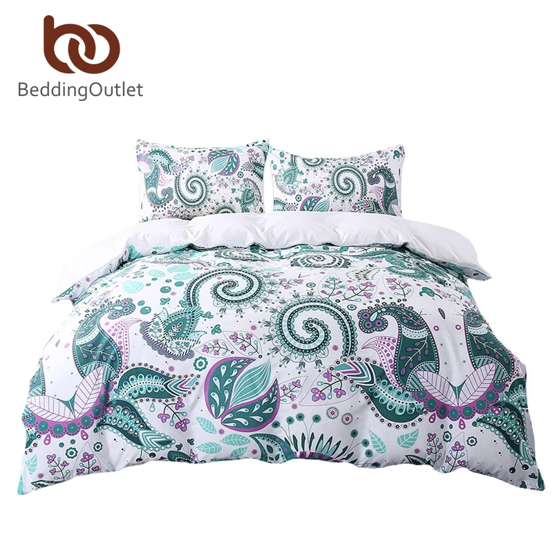 Beddingoutlet Green Bedding Set Twin Size Floral Paisley Duvet