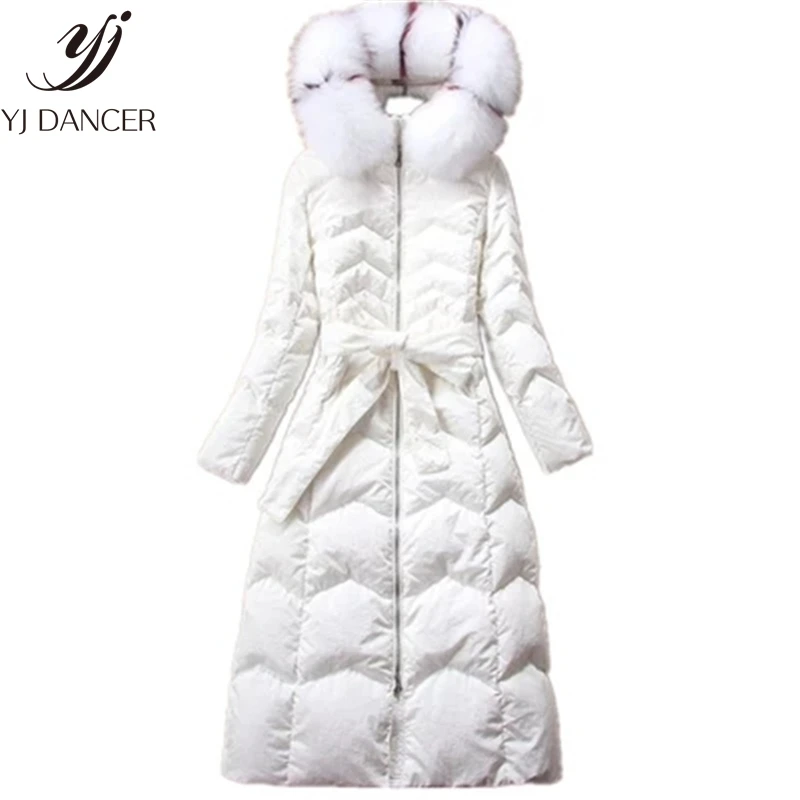 

Women's Down Jacket In The Long Section 2018 Autumn And Winter New Thickening Slim Really Big Fur Collar Over The Knee Coat H196