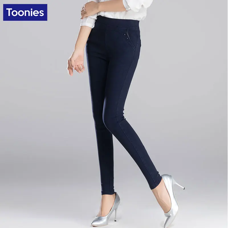 

Women Denim Pants Spring and Autumn New Korean Washed Leggings Skinny Jeans Wear Denim Black Blue Jeans Casual Stretch Plus Size