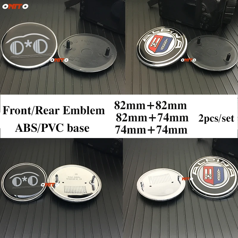 buy Car Decoration 2PCS 82mm 74mm Front hood Rear Trunk Emblem ABS black base PVC silvery base For BMW Z3 Z4 E60 E90 F10 F30 X6 X4