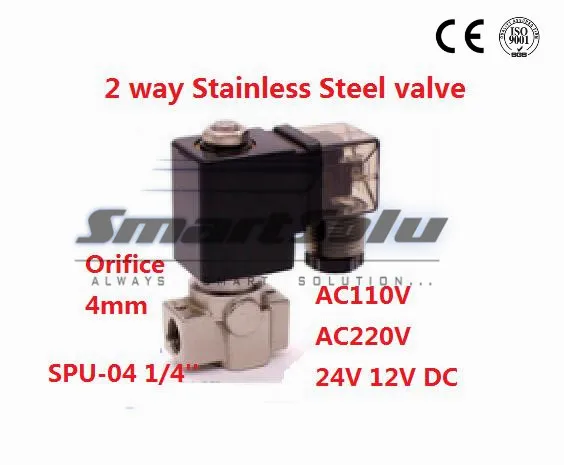 2 способа SUS304 воды Соленоидный клапан нормально закрывает PortG1/4
