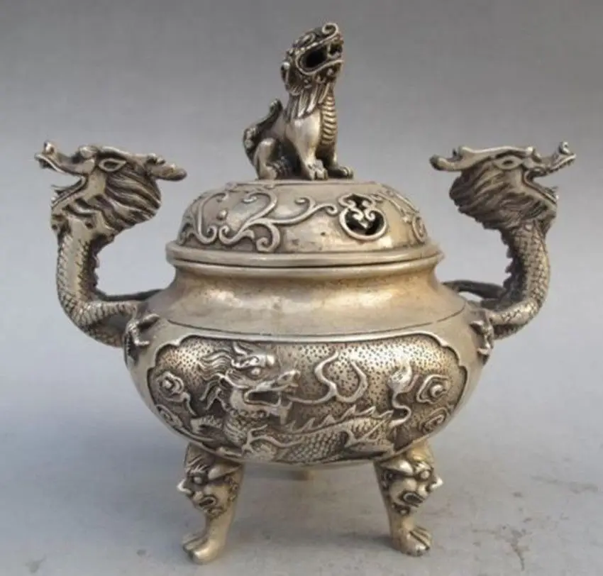 

Details about Silver Bronze Dragon Incense Burner & Lion Lid w Ming Dynasty Xuan De Mark