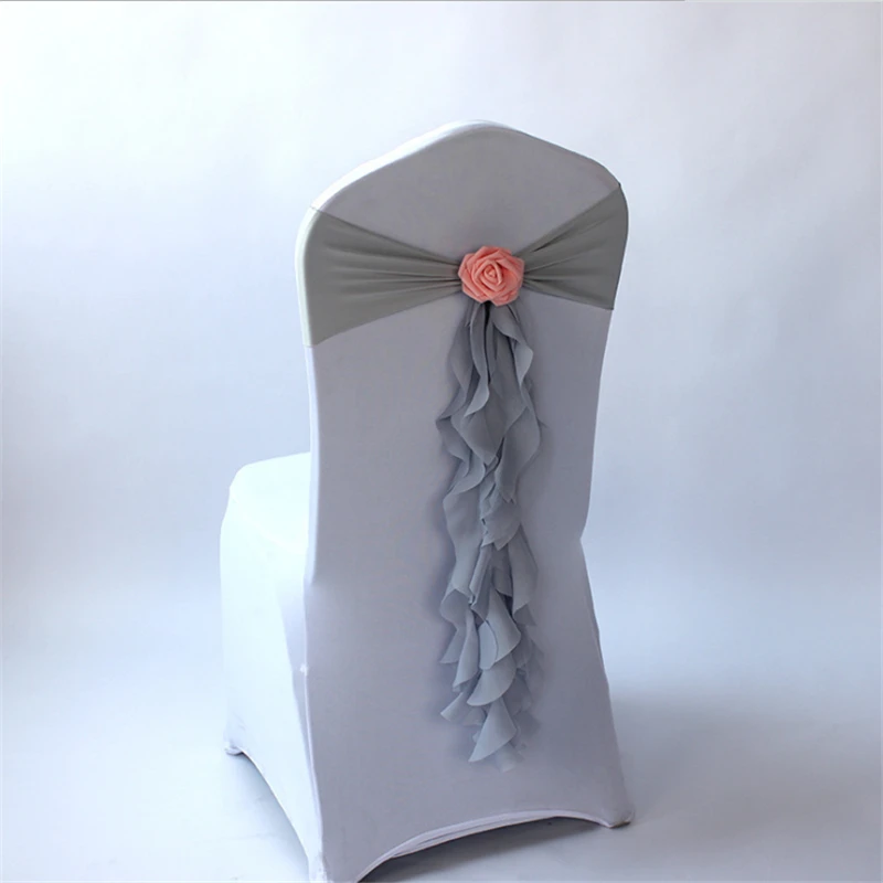 Новое поступление 100 шт Свадебные эластичные бандажные декоративные лепестки роз и шифона ленточный стул Гибкая перевязь украшение для стула
