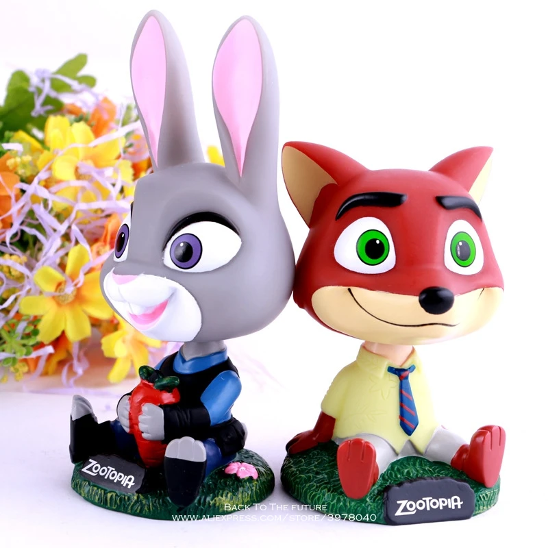ディズニーズートピア おもちゃの置物 ウサギ ジュディ ホップス ボブルの頭 13cm 漫画モデル 警官 キツネ Aliexpress