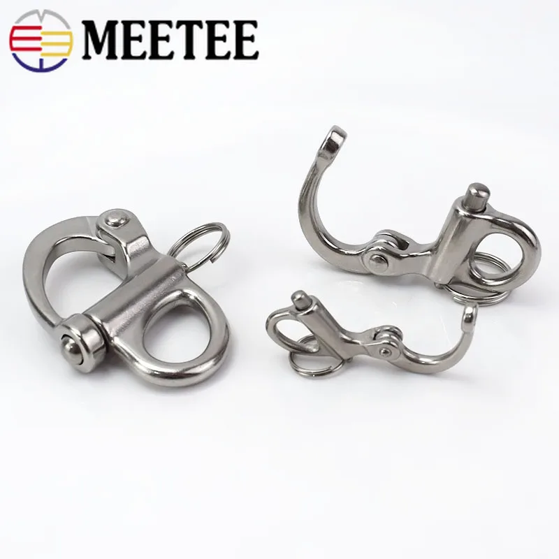 Meetee, 1 шт., нержавеющая сталь, шарнирная скоба, крючки, брелок, кольцо, отпустите, прочный, для улицы, лямки, цепь, пряжки, сделай сам, ремесла