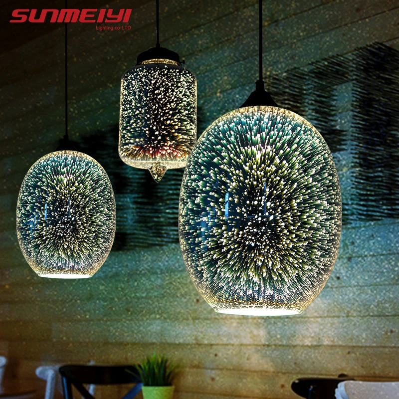 Shiny 3D LED Pendant Lights lustre pendente For Bar Living room Kitchen Modern Glass Industrial Lam - 32895798617