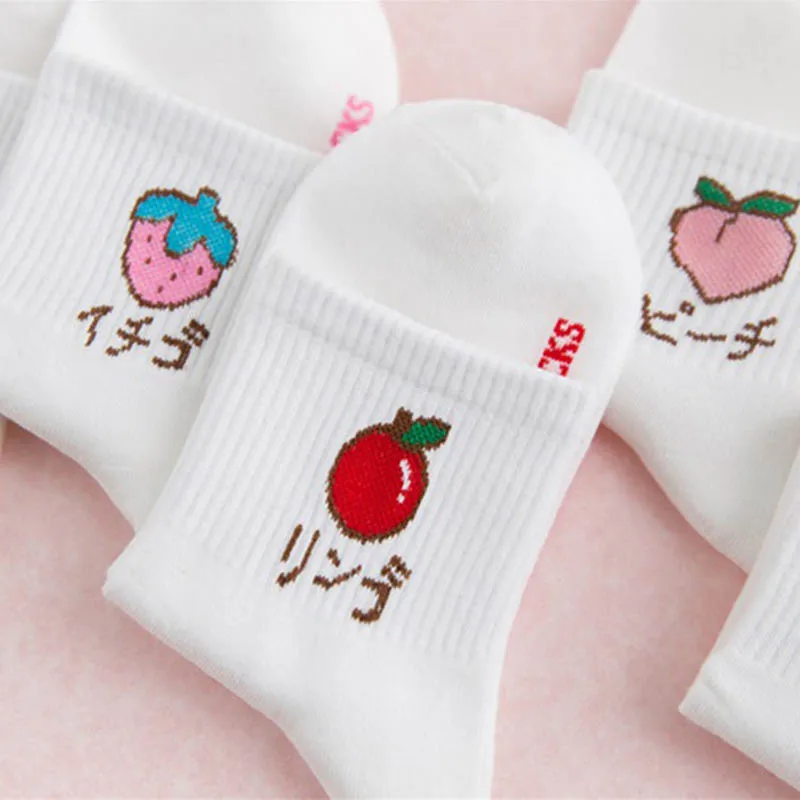 10 пар/упак. сезонные носки без пятки с японским фруктовым узором хлопковые милые женские носки в духе колледжа