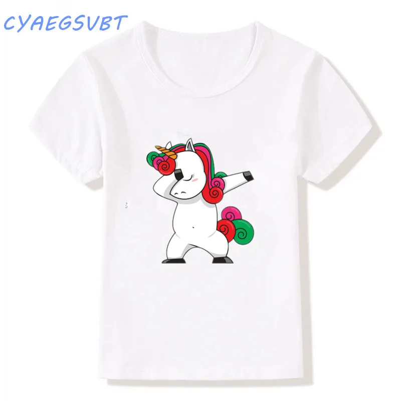 Children Cartoon Donut Unicorn Funny T Shirts Kids Summer Tops Girls