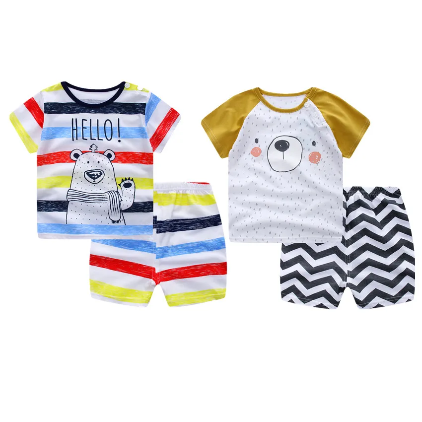 Baby Kid Summer Clothing Set For Girls Boys Cotton Fashion Suit Short ...