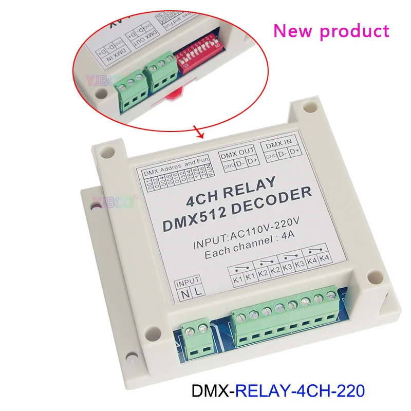 Бесплатная доставка AC110 220V 3CH/ 4CH высокое Напряжение реле DMX512 декодер светодиодный