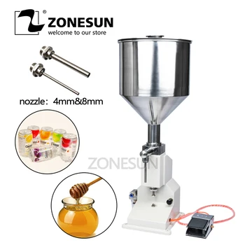 

ZONESUN A02 Pneumatic Filling Machine Arequipe Paste Cream Food Honey Dispensing Liquid Liquid Filling Machine 5-50ml