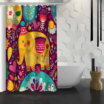 

Custom Elephant Art Shower Curtain Waterproof Fabric Bath Curtain for Bathroom WJY1.17