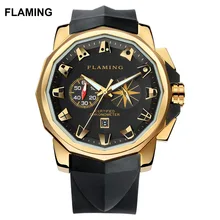 FLAMING Hero Series Luxury 2 Models ADMIRAL’S CUP Miyota Chronograph Watches Men Super Gold Wristwatches Gifts