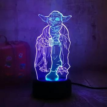 

New Star Wars Master Yoda Mixed Color 7 Dual Color 3D RGB LED Night Light Sleep Desk Lamp Home Decor Christmas Kids Boys Gift