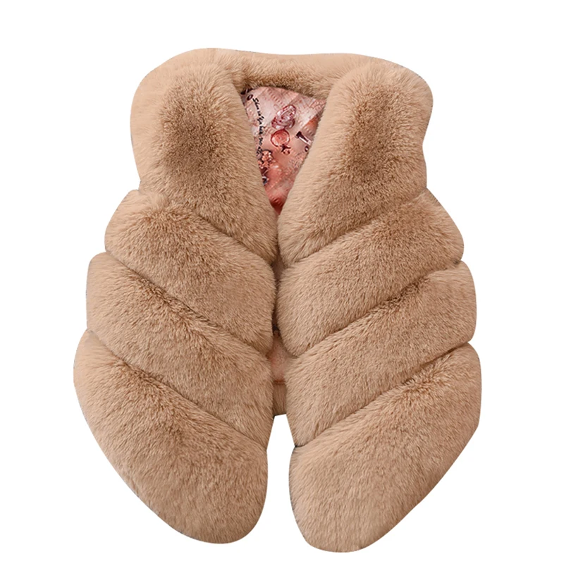 

Keelorn Girls Clothing Coat 2019 New Fashion Style Children Thick Warm Faux Outerwear for Girls Winter Vest V-Neck Fur Outerwear